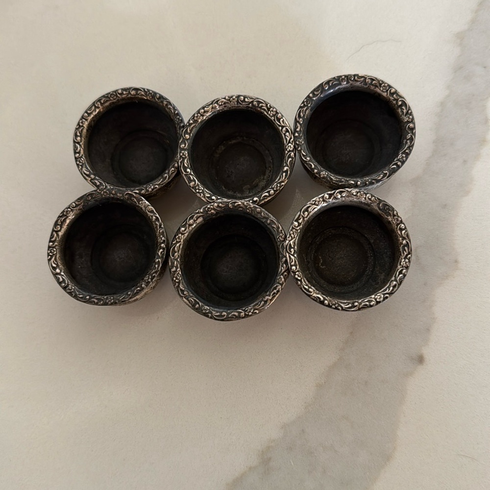 Antique Watson Salt Cellars with floral design on top